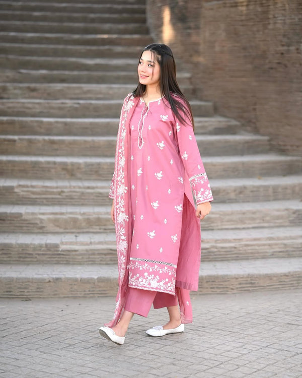 NAZNEEN, long embroidery 3-piece suit